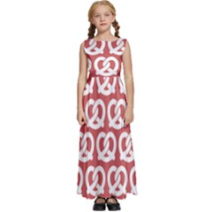 Trendy Pretzel Illustrations Pattern Kids  Satin Sleeveless Maxi Dress by GardenOfOphir