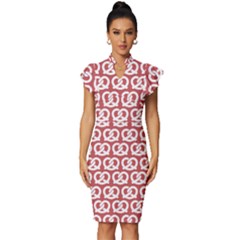 Trendy Pretzel Illustrations Pattern Vintage Frill Sleeve V-neck Bodycon Dress by GardenOfOphir