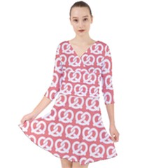 Chic Pretzel Illustrations Pattern Quarter Sleeve Front Wrap Dress by GardenOfOphir