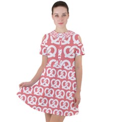 Chic Pretzel Illustrations Pattern Short Sleeve Shoulder Cut Out Dress  by GardenOfOphir