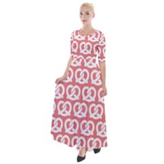 Chic Pretzel Illustrations Pattern Half Sleeves Maxi Dress by GardenOfOphir