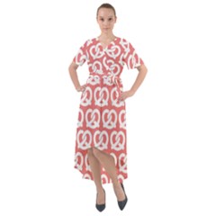 Chic Pretzel Illustrations Pattern Front Wrap High Low Dress by GardenOfOphir