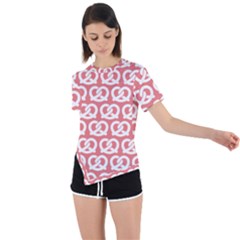 Chic Pretzel Illustrations Pattern Asymmetrical Short Sleeve Sports Tee by GardenOfOphir