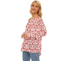 Chic Pretzel Illustrations Pattern Off Shoulder Chiffon Pocket Shirt View2