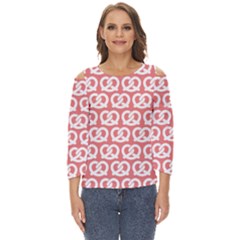 Chic Pretzel Illustrations Pattern Cut Out Wide Sleeve Top