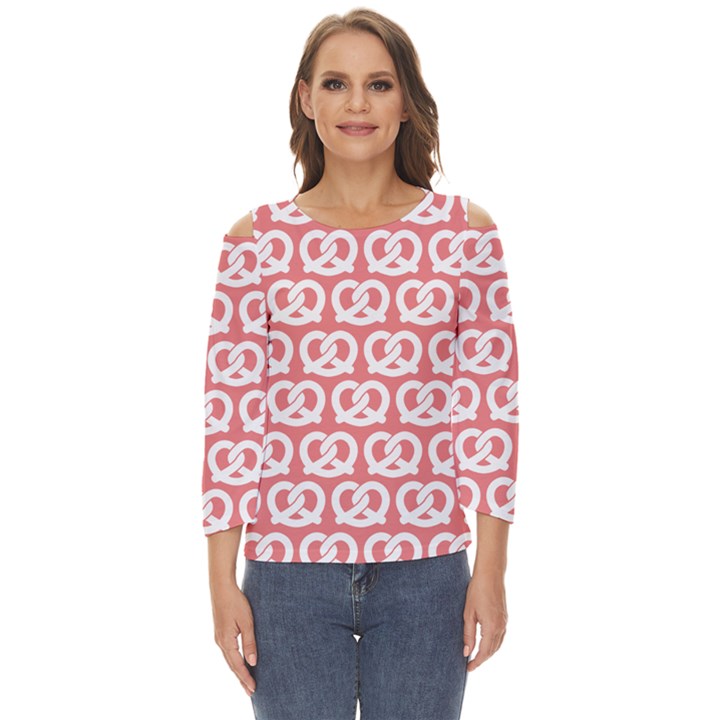 Chic Pretzel Illustrations Pattern Cut Out Wide Sleeve Top