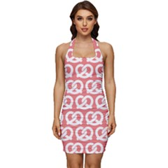 Chic Pretzel Illustrations Pattern Sleeveless Wide Square Neckline Ruched Bodycon Dress by GardenOfOphir