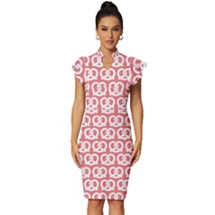 Chic Pretzel Illustrations Pattern Vintage Frill Sleeve V-neck Bodycon Dress by GardenOfOphir