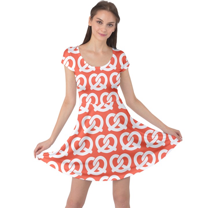 Coral Pretzel Illustrations Pattern Cap Sleeve Dress