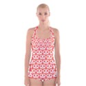 Coral Pretzel Illustrations Pattern Boyleg Halter Swimsuit  View1