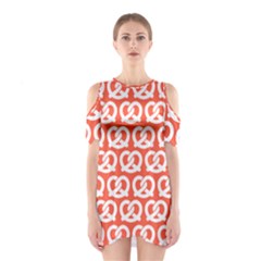 Coral Pretzel Illustrations Pattern Shoulder Cutout One Piece Dress by GardenOfOphir