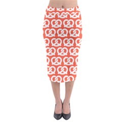 Coral Pretzel Illustrations Pattern Midi Pencil Skirt by GardenOfOphir