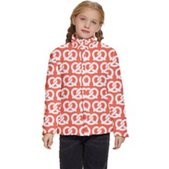 Coral Pretzel Illustrations Pattern Kids  Puffer Bubble Jacket Coat by GardenOfOphir