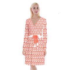 Coral Pretzel Illustrations Pattern Long Sleeve Velvet Front Wrap Dress by GardenOfOphir