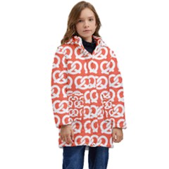 Coral Pretzel Illustrations Pattern Kid s Hooded Longline Puffer Jacket by GardenOfOphir