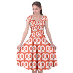 Coral Pretzel Illustrations Pattern Cap Sleeve Wrap Front Dress by GardenOfOphir