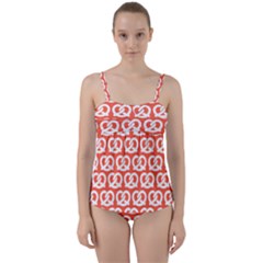 Coral Pretzel Illustrations Pattern Twist Front Tankini Set by GardenOfOphir