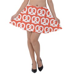 Coral Pretzel Illustrations Pattern Velvet Skater Skirt by GardenOfOphir