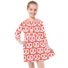 Coral Pretzel Illustrations Pattern Kids  Quarter Sleeve Shirt Dress by GardenOfOphir