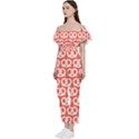 Coral Pretzel Illustrations Pattern Off Shoulder Ruffle Top Jumpsuit View2