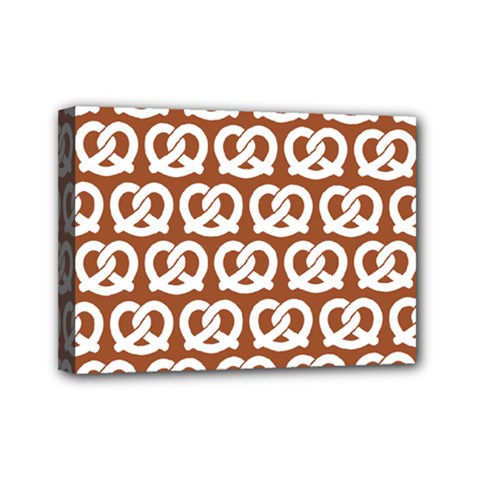 Brown Pretzel Illustrations Pattern Mini Canvas 7  X 5  (stretched) by GardenOfOphir