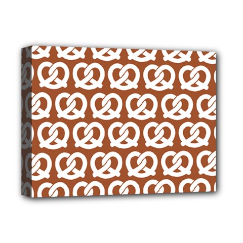 Brown Pretzel Illustrations Pattern Deluxe Canvas 16  X 12  (stretched)  by GardenOfOphir