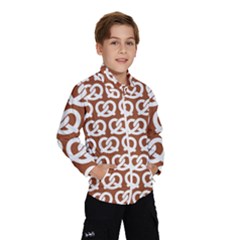 Brown Pretzel Illustrations Pattern Kids  Windbreaker by GardenOfOphir