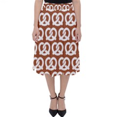 Brown Pretzel Illustrations Pattern Classic Midi Skirt by GardenOfOphir