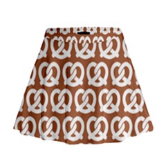 Brown Pretzel Illustrations Pattern Mini Flare Skirt by GardenOfOphir