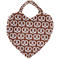 Brown Pretzel Illustrations Pattern Giant Heart Shaped Tote by GardenOfOphir