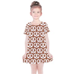 Brown Pretzel Illustrations Pattern Kids  Simple Cotton Dress by GardenOfOphir