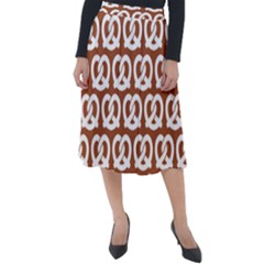 Brown Pretzel Illustrations Pattern Classic Velour Midi Skirt  by GardenOfOphir