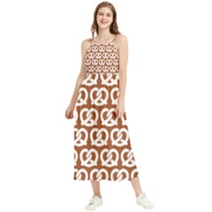 Brown Pretzel Illustrations Pattern Boho Sleeveless Summer Dress by GardenOfOphir