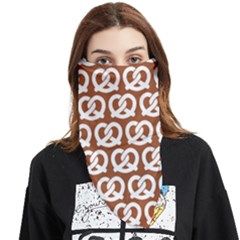 Brown Pretzel Illustrations Pattern Face Covering Bandana (triangle) by GardenOfOphir