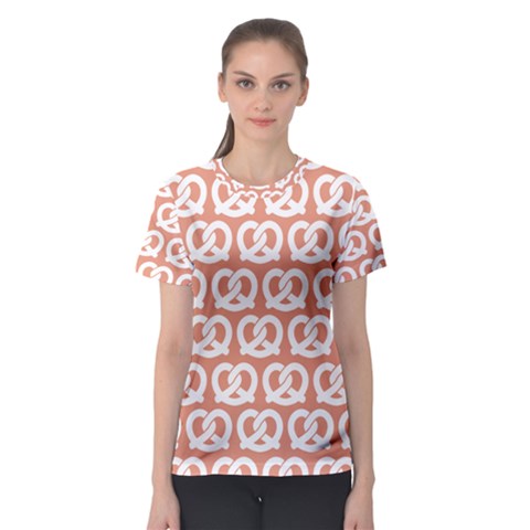 Salmon Pretzel Illustrations Pattern Women s Sport Mesh Tee by GardenOfOphir