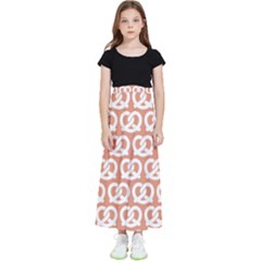 Salmon Pretzel Illustrations Pattern Kids  Flared Maxi Skirt by GardenOfOphir