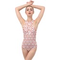 Salmon Pretzel Illustrations Pattern Cross Front Low Back Swimsuit View1