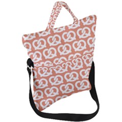 Salmon Pretzel Illustrations Pattern Fold Over Handle Tote Bag by GardenOfOphir