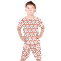 Salmon Pretzel Illustrations Pattern Kids  Tee And Shorts Set by GardenOfOphir