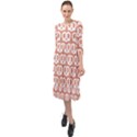 Salmon Pretzel Illustrations Pattern Ruffle End Midi Chiffon Dress View1