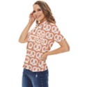 Salmon Pretzel Illustrations Pattern Women s Short Sleeve Double Pocket Shirt View3