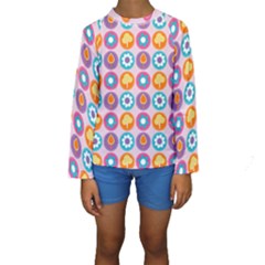 Chic Floral Pattern Kids  Long Sleeve Swimwear