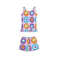 Chic Floral Pattern Kids  Boyleg Swimsuit