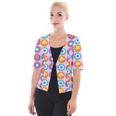 Chic Floral Pattern Cropped Button Cardigan