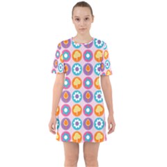 Chic Floral Pattern Sixties Short Sleeve Mini Dress