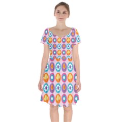 Chic Floral Pattern Short Sleeve Bardot Dress