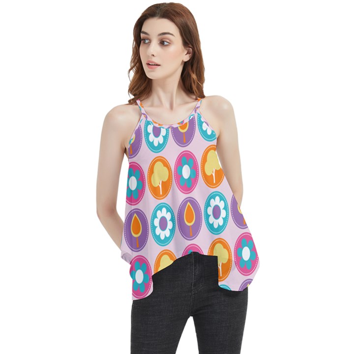 Chic Floral Pattern Flowy Camisole Tank Top