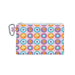 Chic Floral Pattern Canvas Cosmetic Bag (Small)