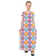 Chic Floral Pattern Kids  Short Sleeve Maxi Dress