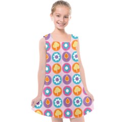 Chic Floral Pattern Kids  Cross Back Dress